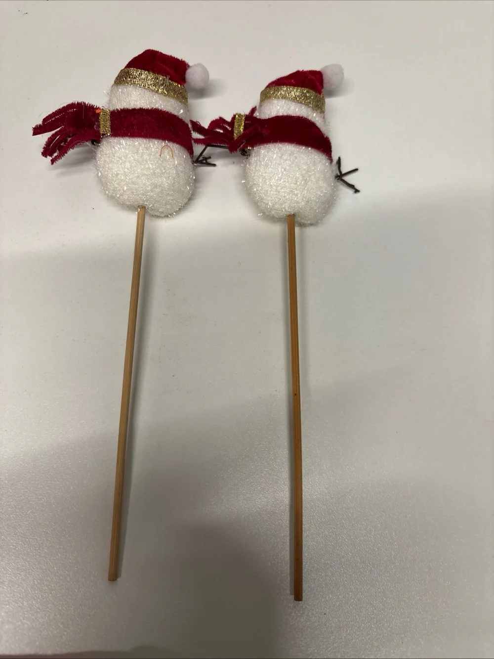Holiday Plush Snowman Basket Picks - Red & White
